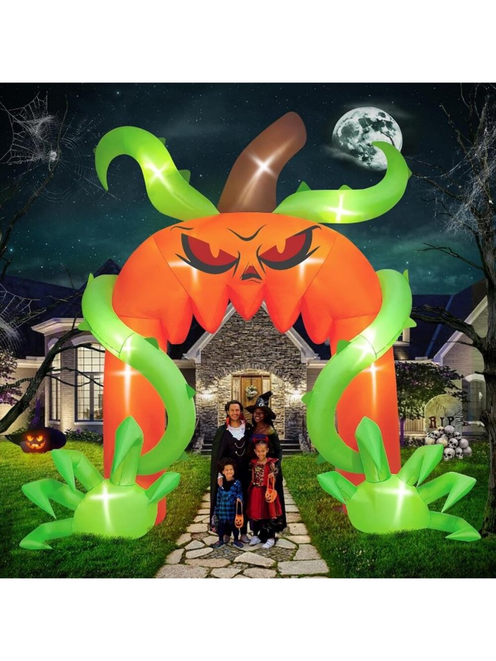 🎃12FT Halloween Archway Inflatables Giant Pumpkin LED Light Scary Blow Up Decor